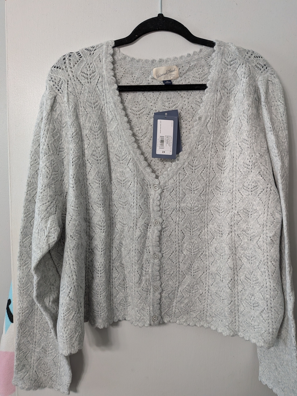 NWT Plus Size Universal Thread Light Gray Button-Up Cardigan